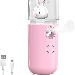 Venzina® Mini Facial Nano Mist Spray Face Mist Spray Machine 30ml Portable Cartoon Bunny Design Cool Mist Sprayer for Facial Moisturizing and Skin Care - USB Rechargeable-44