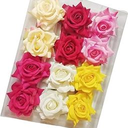 12 Pcs Real Looking Flower Hair Clip Set – Rose Hair Pin Brooch Head Ornament for Bride Women Wedding Hair Accessories, Assorted-image-49