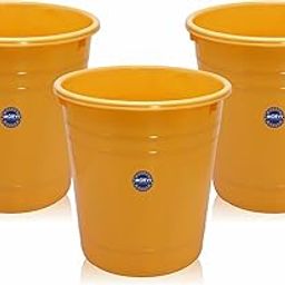 MORVI Plastic Prime WBP 101 Open Dustbin Set, 3 pc 6 LTR, Yellow Color, Made in India MRV02415-15