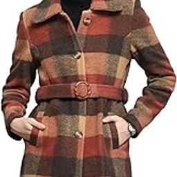 Womens Check Rust Collar Full Sleeve Coat-image-64