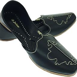 Men's Black Gold Genuine Soft Leather Casual Jutis | Bite and Pinch Free Jutti | Punjabi Casual Juttis | Man Dailywear Flat Mojari | Formal Ethnic Shoe Jutti |-image-91