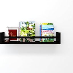 WooDinto Wooden Wall Shelves for Living Room, Bedroom | Wall Mounted Shelf | Wall Hanging Storage Unit | Wall Organiser Shelf (Floating Set of 1-24 Inch) (Black)-image-1
