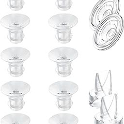 IVARONAL 10pcs Flange Inserts 5size&2Pcs Duckbill Valves & 2 Pcs Silicone Diaphragm Compatible with Momcozy Wearable Breast Pump S12 Pro/S9 Pro/S12/S9-image-11
