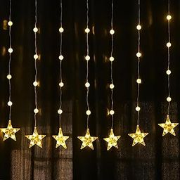 Lexton Curtain String Light with 10 Stars with 31 Balls | 81 Warm White LEDs | 8 Flash Modes | Ideal for Home, Party & Festive Decor (Pack of 1)-image-99