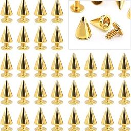 Swpeet 110 Pairs Gold 7mm x 9.5mm Bullet Cone Spike and Stud Metal Screw Back for DIY Leather Craft Cool Rivets Punk Stud Coincal Layer-14