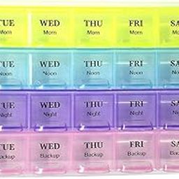Pill Case- 4 Row 28 Squares Weekly 7 Days Tablet Box Holder Medicine Storage Organizer Container-0