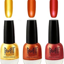 MI FASHION Pool-Ready Glam, No Chipping Gold Chrome, Red Gold, Hot Lava 12ml Chromey Shine Lacquer And Highly Pigmented Color Nail Polish For Women Professional Look At Home (Pack Of-3)-image-21