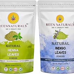 REENNATURALS Reen Naturals Henna And Indigo Powder For Black Hair | Natural Hair Dye | Combo Pack Of 2 (100 Gms Each)-16