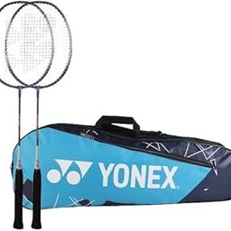 Yonex ZR 100 Light Badminton Racket Combo (Set of 2) with Full Cover + 23015 Yonex kitbag Sky Blue Navy-30