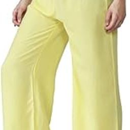 IndiWeaves Solid Rayon Palazzo Pant for Women (Pack of 1) Yellow-image-3