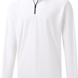 Mens Quarter Zip Pullover Solid 1/4 Zip Pullover Mens Athletic Long Sleeve Sweatshirt Mock Neck Golf Shirts for Men-image-76