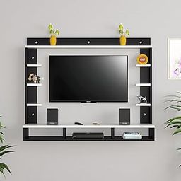 DAS Decker Wall Mount Engineered Wood TV Entertainment Unit/Tv Rack Set to Box Stand with Wall Shelves for Living Room Black & Frosty White Finish (Ideal for up to 43") Screen-picture-25