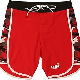 411PCR Men's Camo Physique Board Shorts, Fitness Shorts, Polyester Elastane Construction, Hook & Loop Fly (Size: M, Color: Red)-image-28