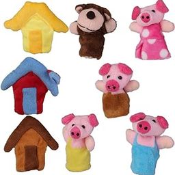 ATORSE 8pcs/Set The Three Little Pigs Finger Puppets Nursery Rhyme/Fairy Tale-picture-26