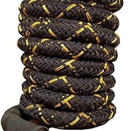 AZUKA® PolyDacron Battle Rope for Gym, Battle Rope for Home, Heavy Battle Rope, 1.5 Inches Diameter (40FT, Black-Yellow)-image-51