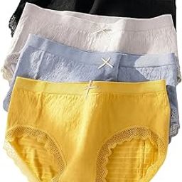 Pack of Three Seamless Mid Waist Panty Traceless Japanese Girls Underwear Ladies Cotton Crotch Skin Friendly Antibacterial Breathable (Multicolor)-image-5