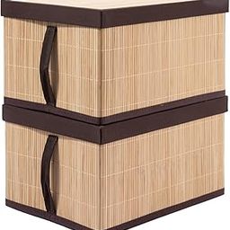 HomeStorie Bamboo Storage Organizer Box for Clothes with Handle, 37x26x19 cm (AR-4851 * 2)-image-32