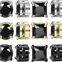 6 Pairs Stainless Steel Magnetic Earrings for Men Magnetic Clip On Earrings Unisex Non Piercing CZ Diamond Earrings for Women Men 6mm Metal Zircon, 6 mm, Metal, Cubic Zirconia-image-44