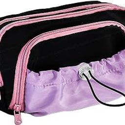 FunBlast Pencil Pouch for Girls - Multiple Compartment Zipper Pouch With Drawstring Pocket, Aesthetic Kawaii Pencil Case, Cute Return Gift for Kids (Black-Pink)-picture-22
