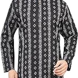 Men's Cotton Relaxed Fit Straight Batik Printed Knee Length Relax Fit Kurta-image-54