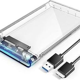 2.5" SATA SSD Enclosure Transparent Case, USB 3.0 to SATA Tool-Free External Hard Disk Case with Fast Transfer Speed Up to 6 Gbps & Up to 6TB Storage Capacity Compatible with 2.5 inch SSD / HDD-12