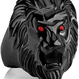 BLACK LION RING WITH RED EYES (PACK OF 1) Men Women Stainless Steel Lion Head Ring-image-55