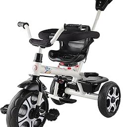 JoyRide 3 in 1 Baby Tricycle Toddler Stroller Kids Pedal Tricycle w/Pusher Adjustable Handle Seat Storage for 18 Months to 5 Years (Black)-5
