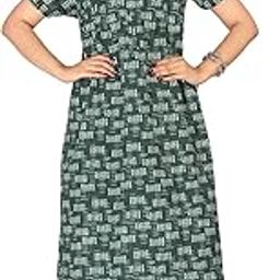 Women's Printed 100% Cotton Night Gown Green-picture-15
