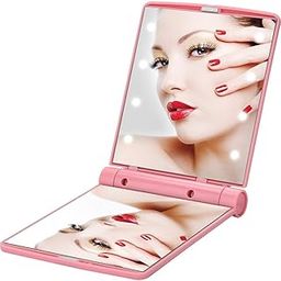 Glass Small Portble Folding Makeup Mirror With Led Lights For Women Girls At Travelling Outdoor,Handheld Compact Cosmetic Mirror(1/Multicolour), Hand Mirror, Square-36
