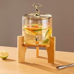 Glass Water jug Pitcher with with lid iced Tea Pitcher Water jug hot Cold Water ice Tea, Wine Coffee Milk and Juice Beverage Carafes 1.8 LTR, Pack of 1 (2.6L Deer Detox jug)-image-47