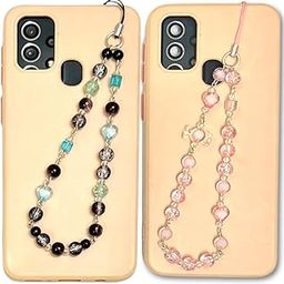 Set of 2 Black Purple & Pink Candy Cute Phone Aesthetic Transparent Beaded Phone Charms Bag Charm Cell Phone Charms Lanyard Gift for Women and Girl-3