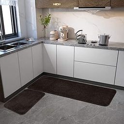 SKIVE Kitchen Supersoft Mats Runner with Anti Skid Backing,Colour Cofee Set of 2 (40 x 120 & 40 x 60 cm)-16