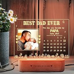 ZOCI VOCI Personalized Lamp for New Dad – First Father’s Day Gift with Baby’s Birthdate Calendar & Printed Photo (Warm Light)-image-92