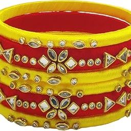 Silk Thread Kundan Embellished Bangles for Babies, Girls and Women for Festival, Traditional, Birthday, Everyday Office-casual wear in Black & BabyPink Colors-image-7