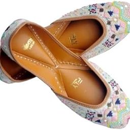 Cushioned Hand Made Designer Embroidered Women Mojari Jutti for Women & Girls-image-20