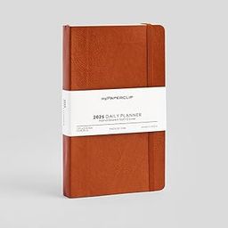myPAPERCLIP 2025 Daily Planner, Section Thread Bound, Hand Drawn Vegan Leather Back, Medium (127 x 210 mm, 5 x 8.25 in), Tan-picture-0