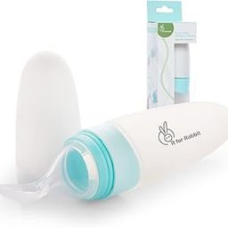R for Rabbit First Feed Food Feeder with 90ml Capacity for 4M+ Baby, Premium Soft Silicone Food Grade BPA Free for Cereals, Infant, Kids (Blue)-32