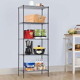 HHS Wire Shelving Units Storage Metal Shelves Heavy Duty Garage Rack NSF Commercial Grade 5 Shelf Utility Organizer Leveling Feet 24inch L x 14inch W x 60inch H Shelves Kitchen Office Garage, Black-image-65