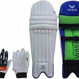Wasan Kids’ Cricket Batting Set – Legguard Pads & Gloves | Protective Gear for Ages 7-10 | PVC Material | Small Size | 1 Pair-image-1