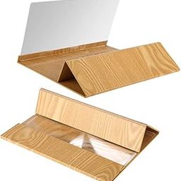 12'' Screen Magnifier Smartphone Magnifying Glass, Anti-Radiation Enlarger Screen for Mobile Phone, Movie Video Screen Amplifier with Wood Grain Stand Bracket Foldable Stand Holder for iPhone (Gold)-image-9