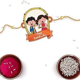Happy Rakshabandhan Rakhi for Brother/Bhai/Bhaiya| Set of 1 pc with Roli/Kumkum- Chawal| Kids, Boys Designer, Fancy, Fun, Movie Wooden Rakhi Set| with Raksha Bandhan Greetings-image-55