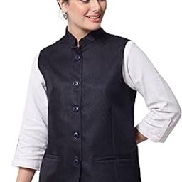 Solid Indian Traditional Ethnic Waistcoat Festive Woolen Nehru Jacket for Women-image-1