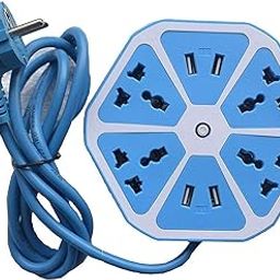 Norwin Heavy Duty Hexagon Electrical Extension Cord Power Socket with 4 USB Port for Computer with 2 Meter Wire 4 Socket Surge Protector Spike Strip Guard-image-23