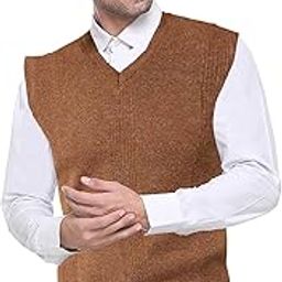 Men's V Neck Full Sleeve Winter Wool Solid Print Jerseys Sweater Brown-image-57