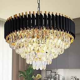 RAJGHARANA Decors Black Mamba 5- Tier Crystal Chandelier | 3 Colour LED - Cool, Warm, Daylight | 600mm Diameter | Modern Luxury Lighting with 5 Year Finish & Crystal Warranty-image-50