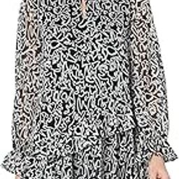 Abstract Printed Ruffled A-Line Dress-16