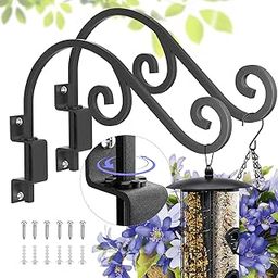 Swivel Plant Hangers Outdoor: 2 Pack 16 Inch Metal Hanging Plant Bracket Sturdy Wrought Iron Plant Hooks Indoor Wall Mount for Hanging Bird Feeders, Lanterns, Flower Baskets, Wind Chimes, Black-image-22