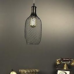Tu Casa HG-15 Bottle Shape Metal mesh pendent Light Iron Holder Type e-27 Size 11x5x29"-(Bulb not Included)-image-3