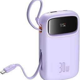 Baseus QPow 2 10000mAh 30W Fast-Charging Power Bank – Dual Built-in Type-C Cables, Digital Display, PD Compatible – Nebula Purple-14