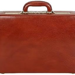 18 IN High Grain Leather Padded Handle Hard Sided Case Laptop Planner Compartment Attache Brief Case Combination Locks | Men Advocate Business| Expandable 2 IN-image-77